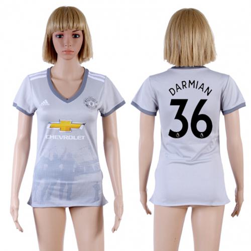 Women's Manchester United #36 Darmian Sec Away Soccer Club Jersey - Click Image to Close